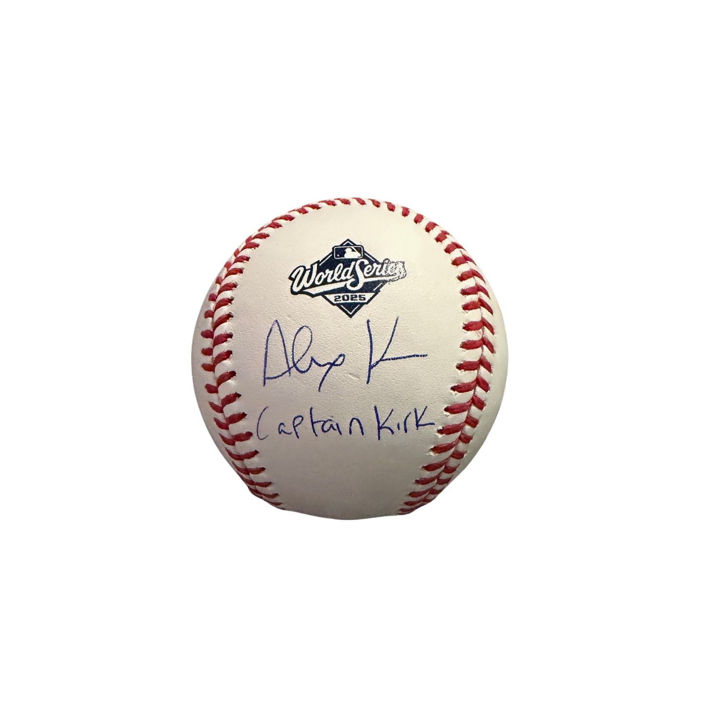 Alejandro Kirk Autographed "Captain Kirk" 2025 WS Logo Baseball