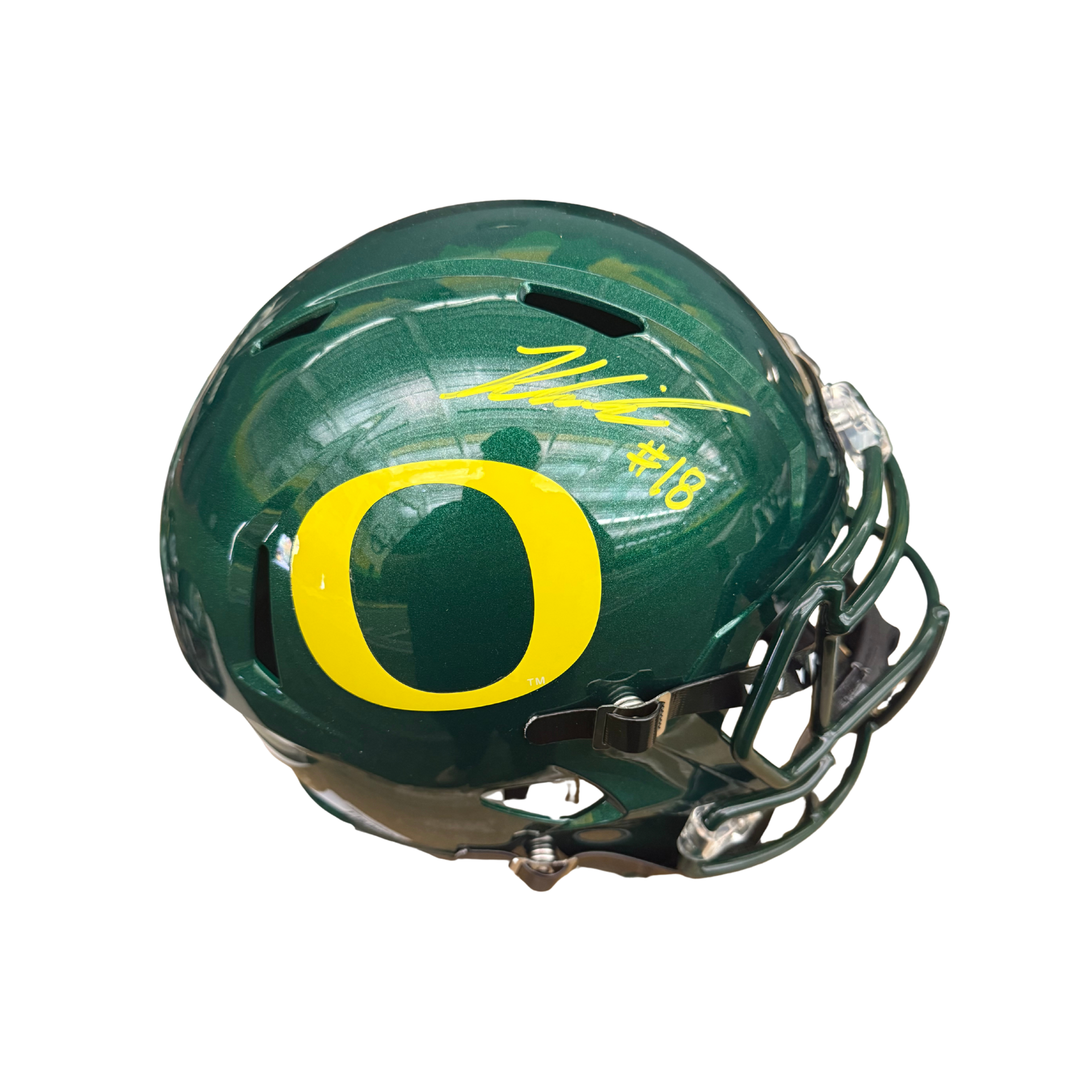 difference between authentic and replica football helmets Kenyon Sadiq Autographed Dark Green Oregon Replica Football Helmet
