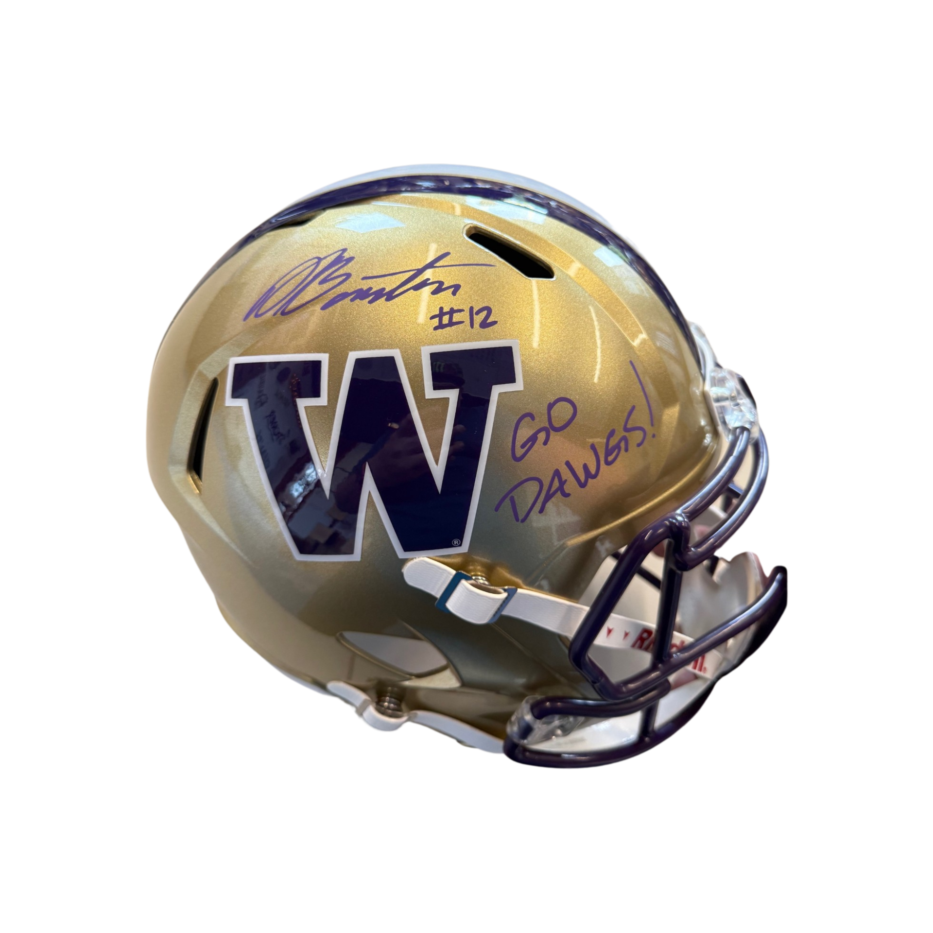 bostons new football helmets Denzel Boston Autographed "Go Dawgs" Washington Replica Football Helmet