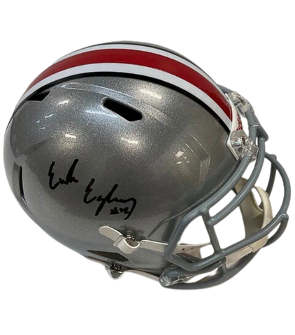 autographed ohio state football helmet memorabilia Emeka Egbuka Autographed Ohio State Silver Replica Helmet