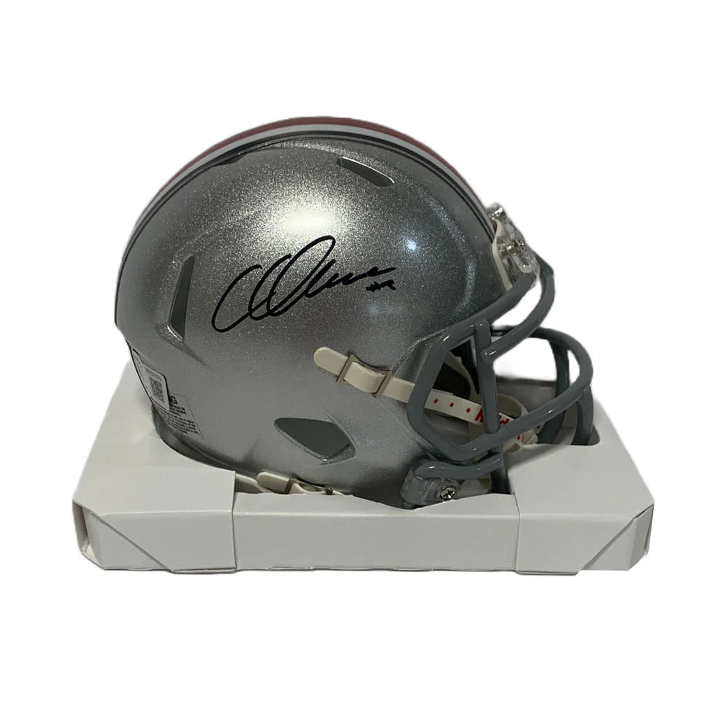 autographed ohio state football helmet memorabilia Chris Olave Autographed Ohio State Mini Helmet