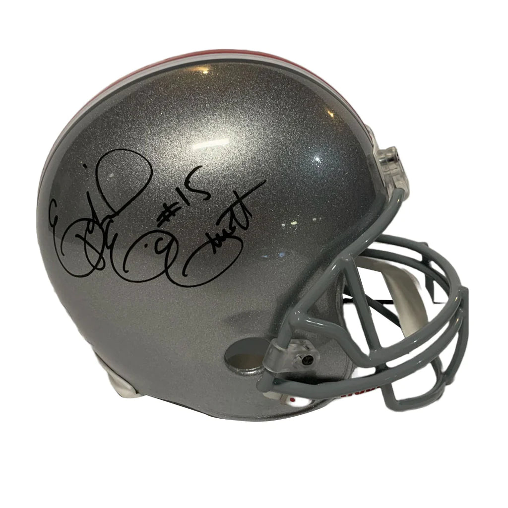 elliott football helmet Ezekiel Elliott Autographed Silver Ohio State Full Size Replica Helmet – Legends Memorabilia Collection