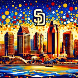 San Diego Padres 20x20 Framed Cityscape - # of 100