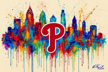 Philadelphia Phillies Cityscape Artwork Lithograph