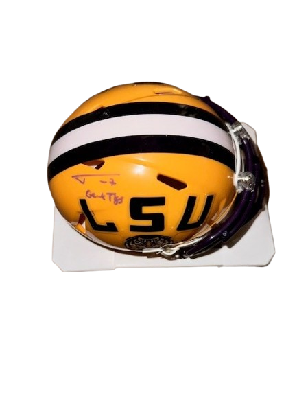 authentic lsu football helmet Tyrann Mathieu Autographed "Geaux Tigers" LSU Mini Football Helmet – Legends Memorabilia Collection
