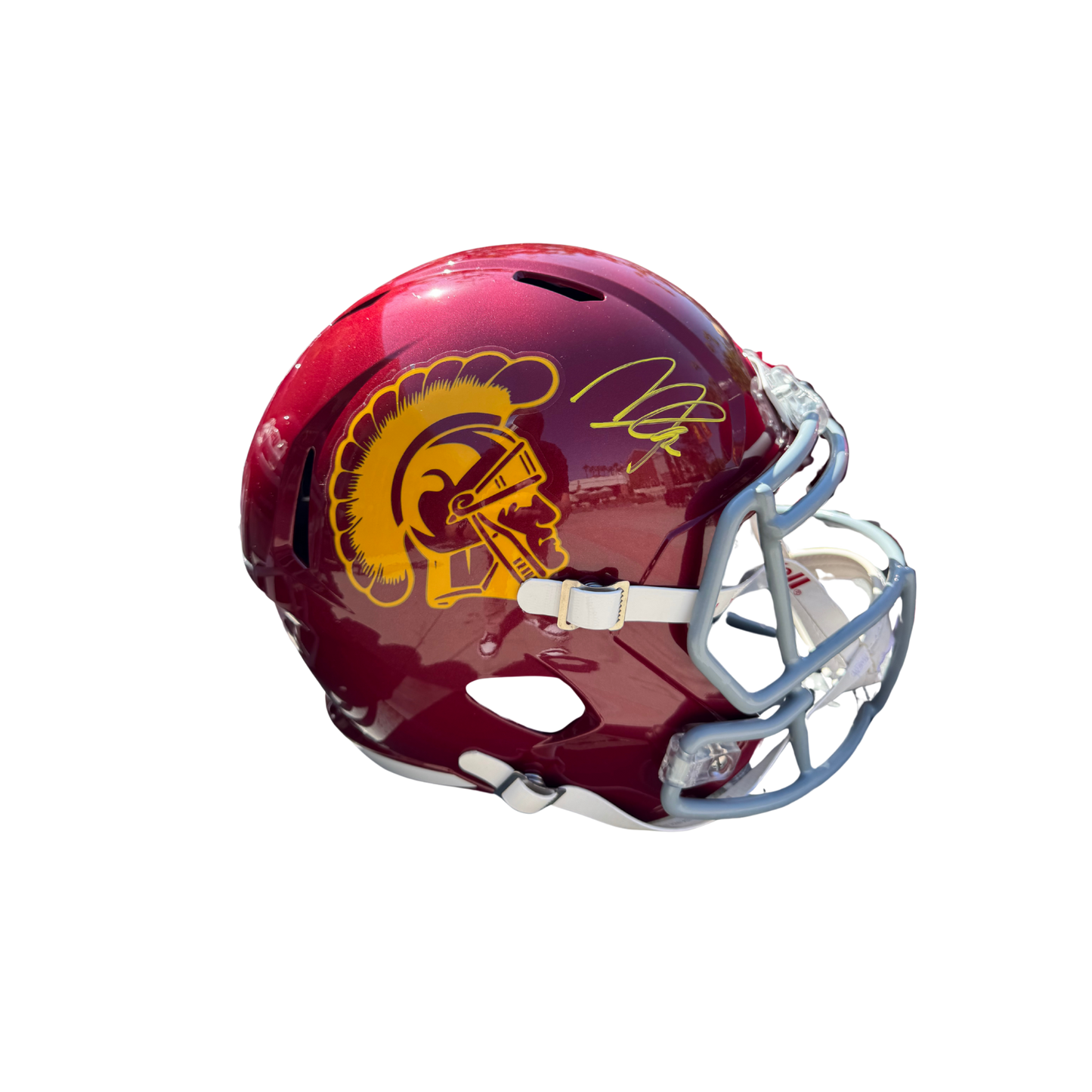 Makai Lemon Autographed Maroon USC Replica Football Helmet