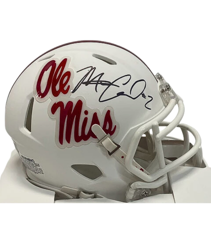 children's ole miss football helmet Matt Corral Autographed Ole Miss White Alternate Speed Mini Football H – Legends Memorabilia Collection