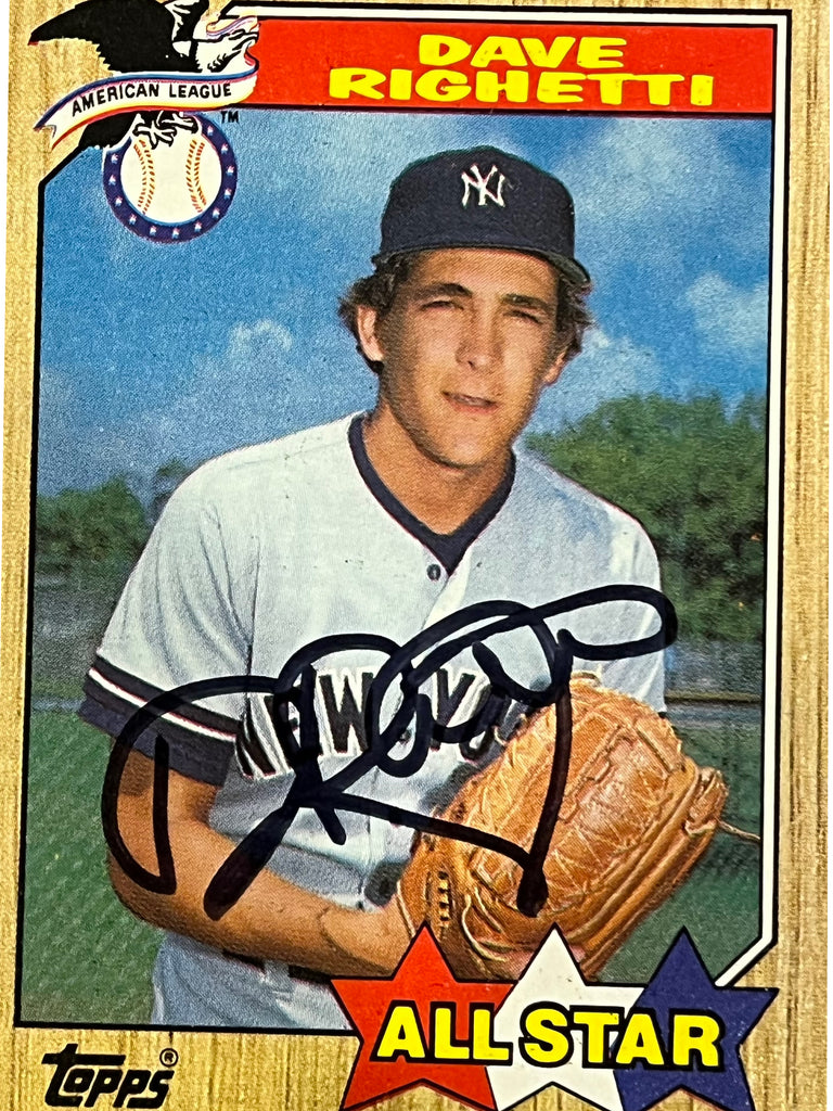 Dave Righetti 1987 Topps All Star Autographed Baseball Card - Player's