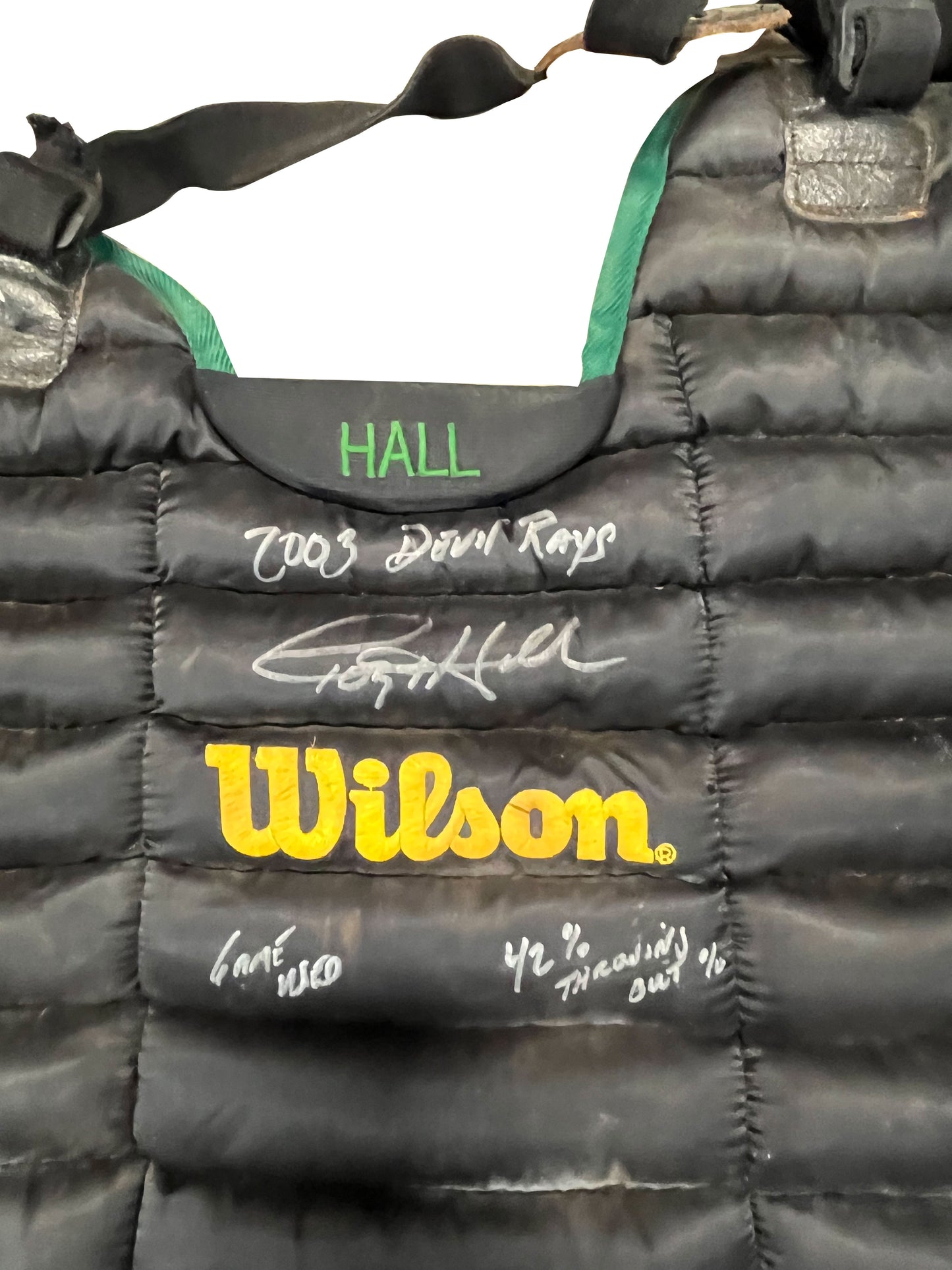Toby Hall Autographed Game Used Chest Protector - Player's Closet Project