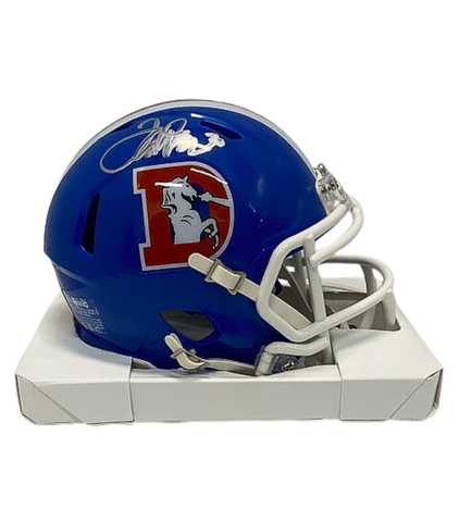 denver broncos mini football helmets Terrell Davis Autographed Denver Broncos Blue ('75-'97) Mini Football – Legends Memorabilia Collection