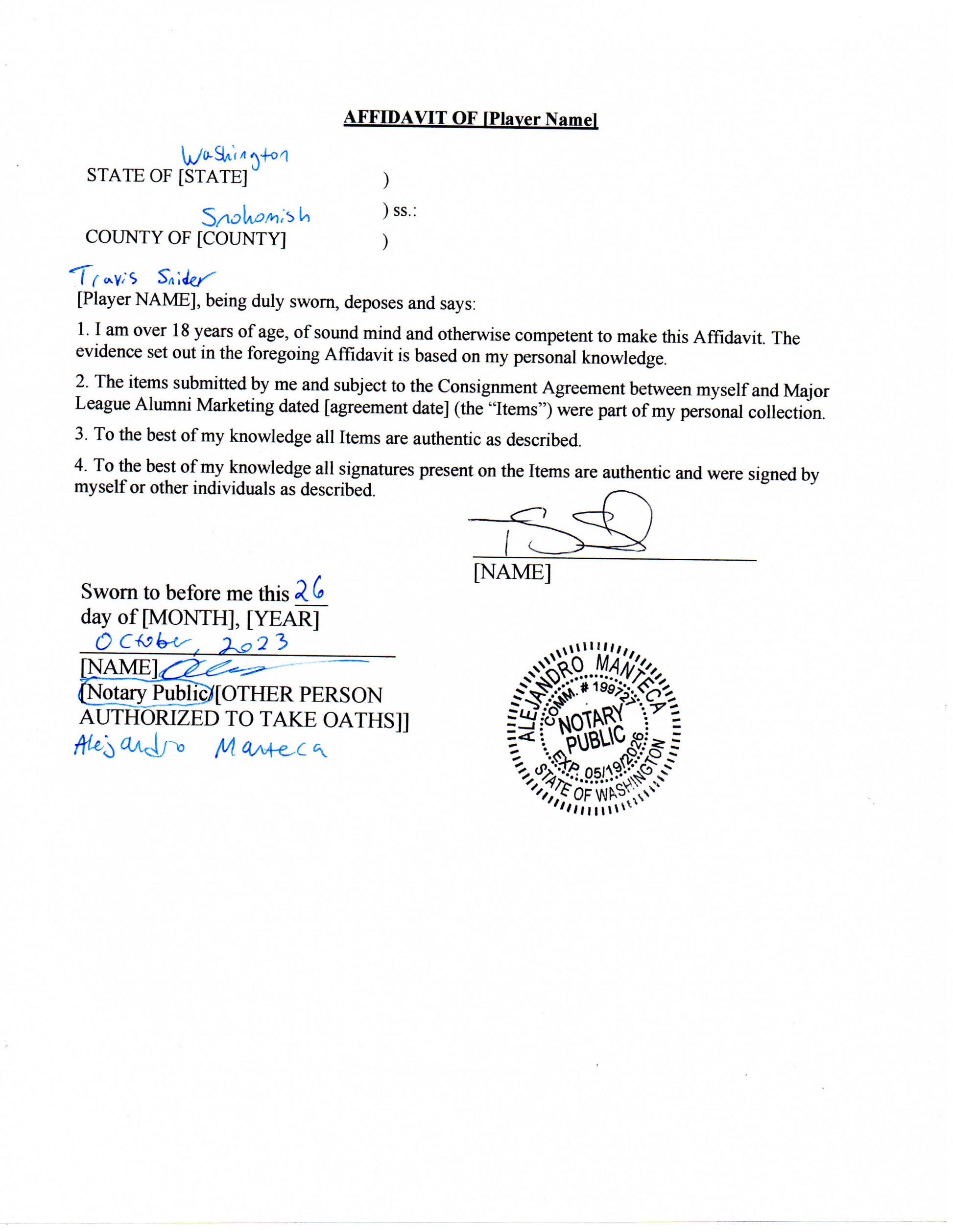 Authentic Autographed Memorabilia