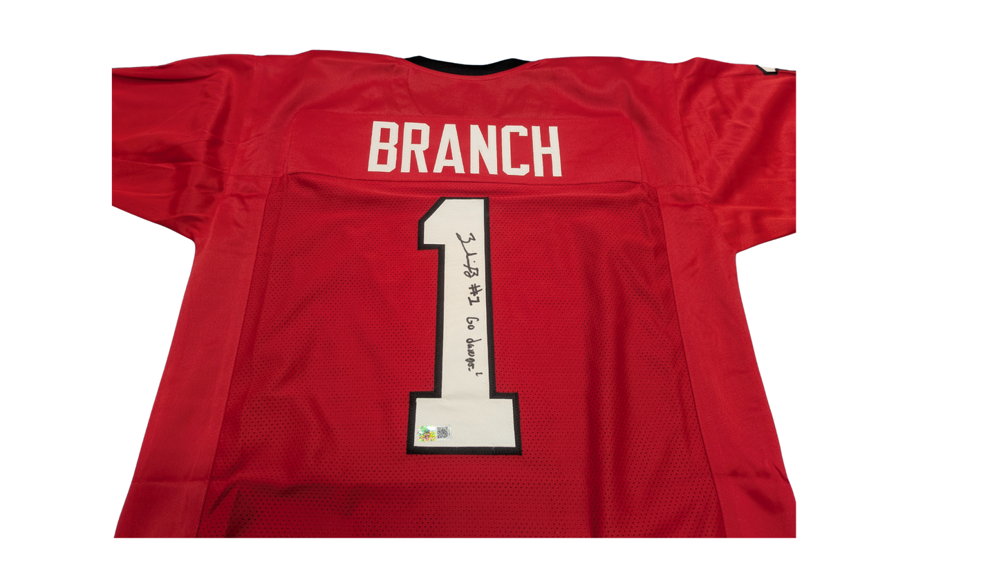 Zachariah Branch Autographed "Go Dawgs!" Red Georgia Custom Jersey