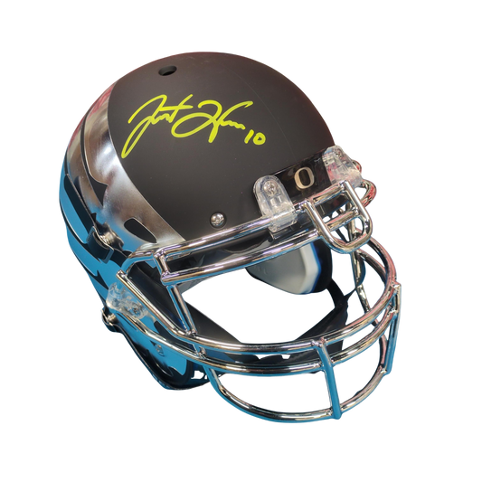 Justin Herbert Autographed Black Matte Oregon Chrome Wing Authentic Football Helmet