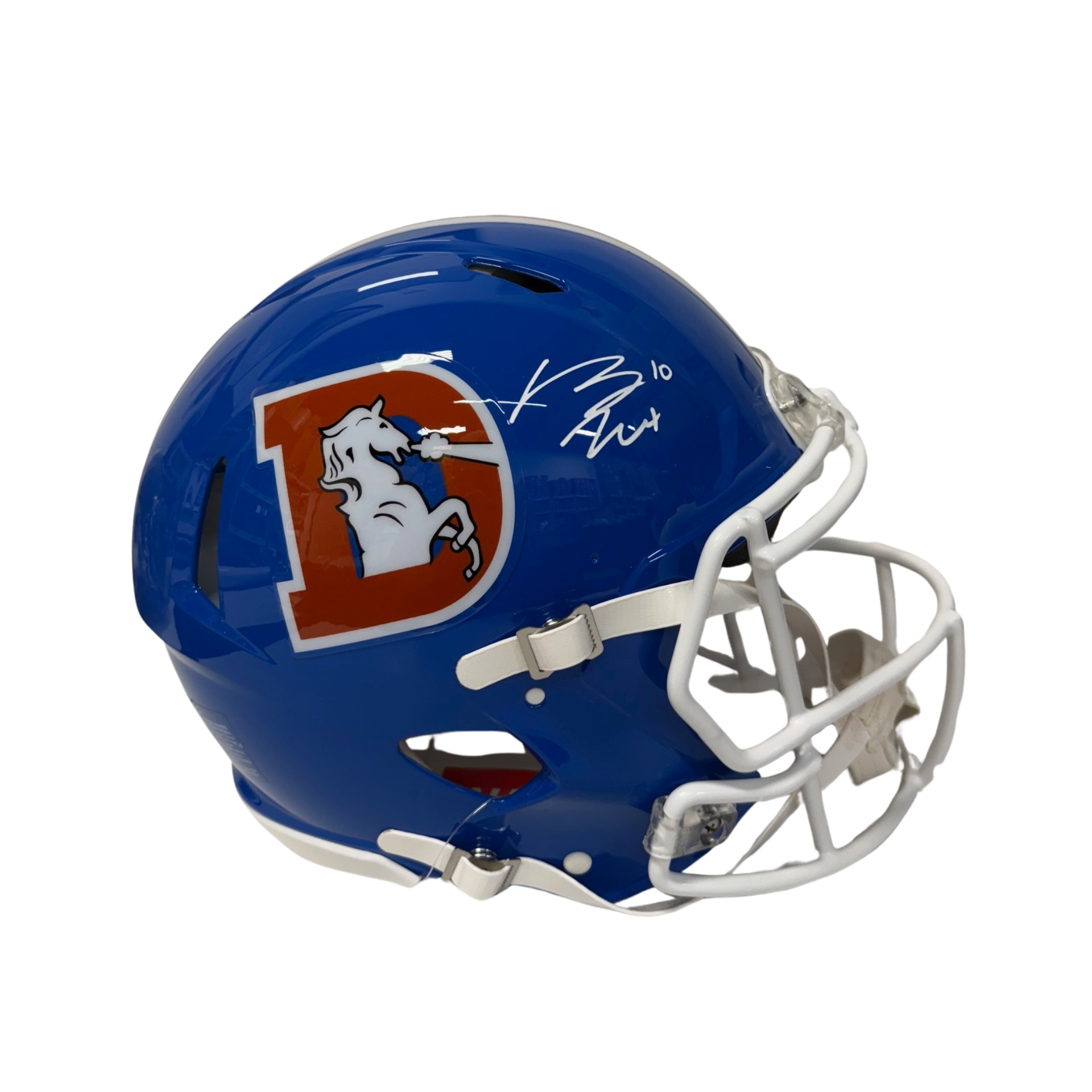 denver football helmet Bo Nix Autographed Denver Broncos Throwback Alternate Replica Helmet