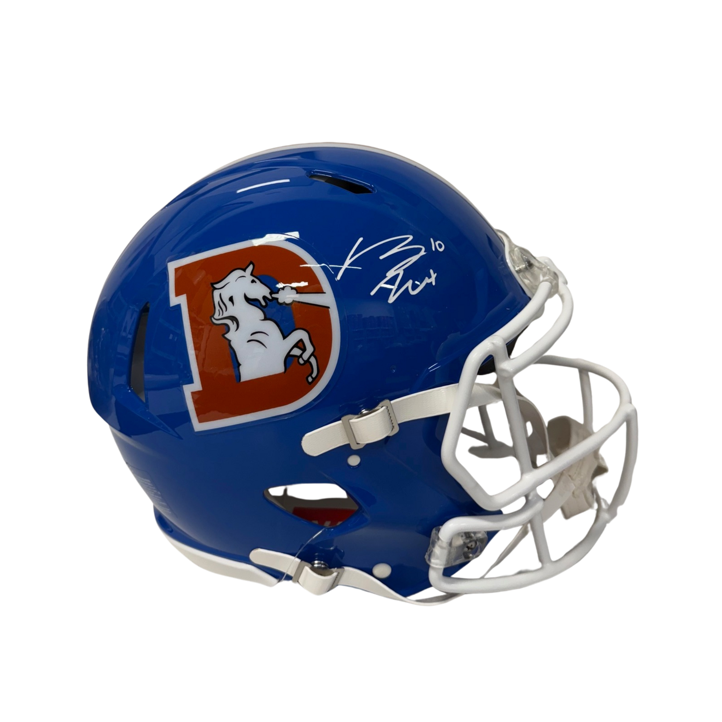 Bo Nix Autographed Denver Broncos Throwback Alternate Replica Helmet