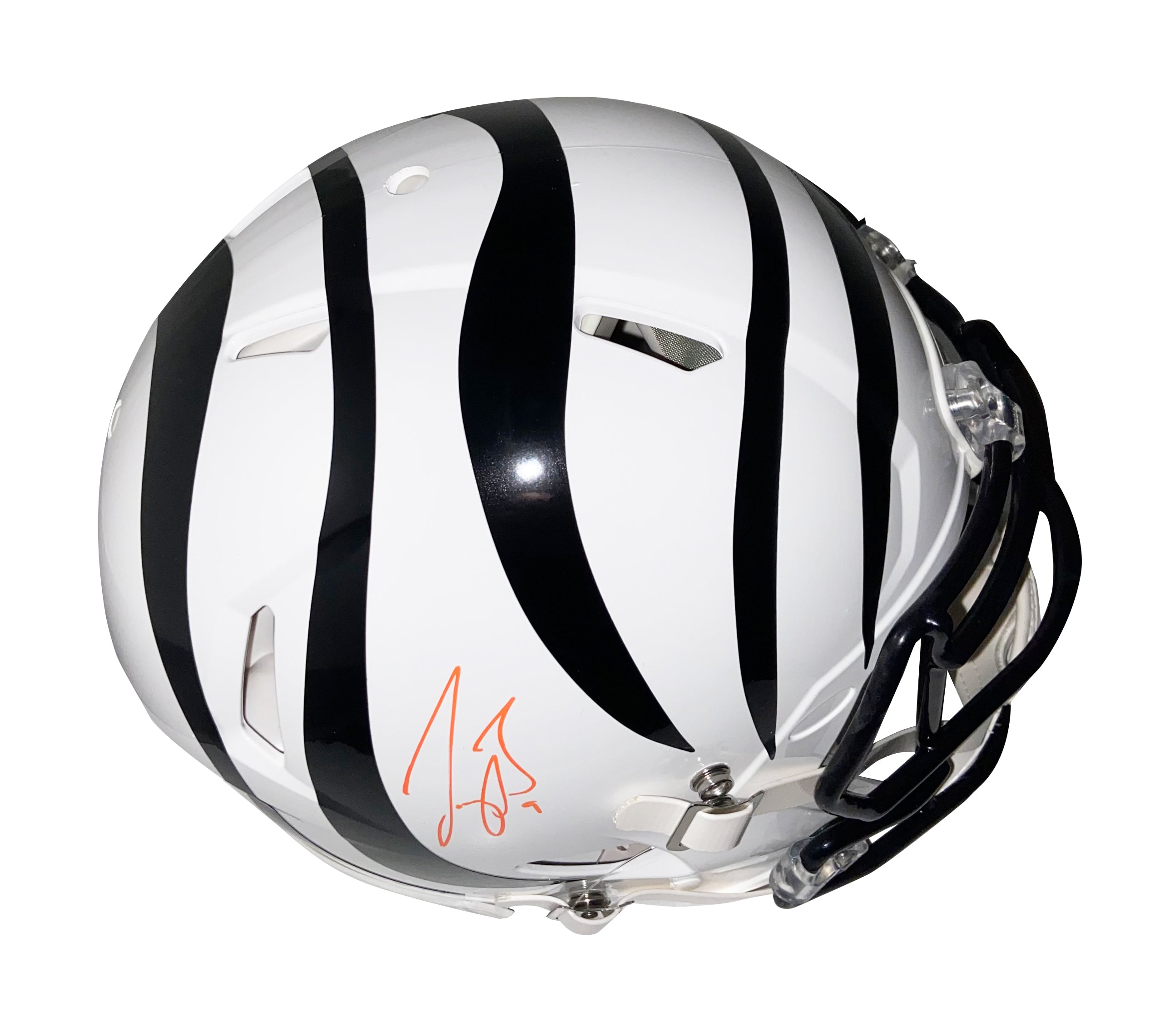 bengals motorcycle helmet Joe Burrow Autographed Bengals Alternate White Authentic Speed Footbal – Legends Memorabilia Collection