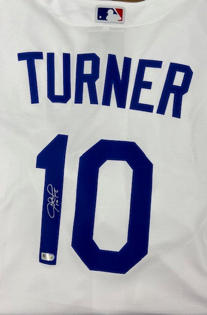 Men's Los Angeles Dodgers Justin Turner Majestic White 2018 World Series  Cool Base Player Jersey
