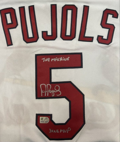 Albert Pujols Autographed "The Machine and 3x NL MVP" Cardinals Authentic Jersey