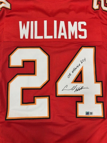 Cadillac Williams Autographed "05 Offensive ROY" Red Custom Jersey