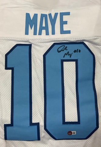 Drake Maye Autographed White Jersey