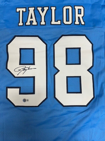 Lawrence Taylor Autographed Carolina Blue Custom Jersey