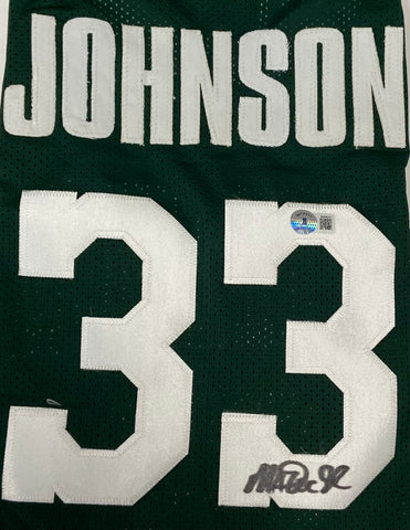 Magic Johnson Autographed Michigan State Green Custom Jersey