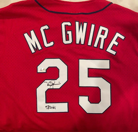 Mark McGwire Autographed "583 HR's" Cardinals Red Mitchell & Ness Jersey