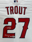 Mike Trout Autographed "14,16,19 AL MVP" Angels White Replica Jersey