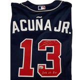 Ronald Acuna Jr. Autographed "2018 NL ROY" Braves Blue Replica Jersey