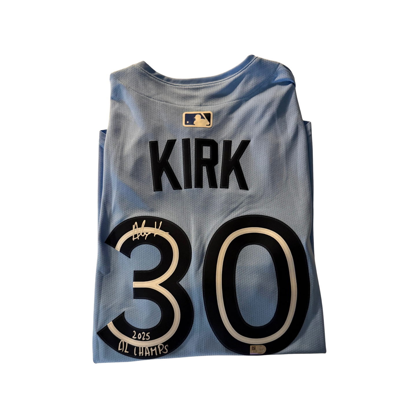 Alejandro Kirk Autographed "2025 AL CHAMPS" Toronto Blue Jays Powder Blue Limited Replica Jersey