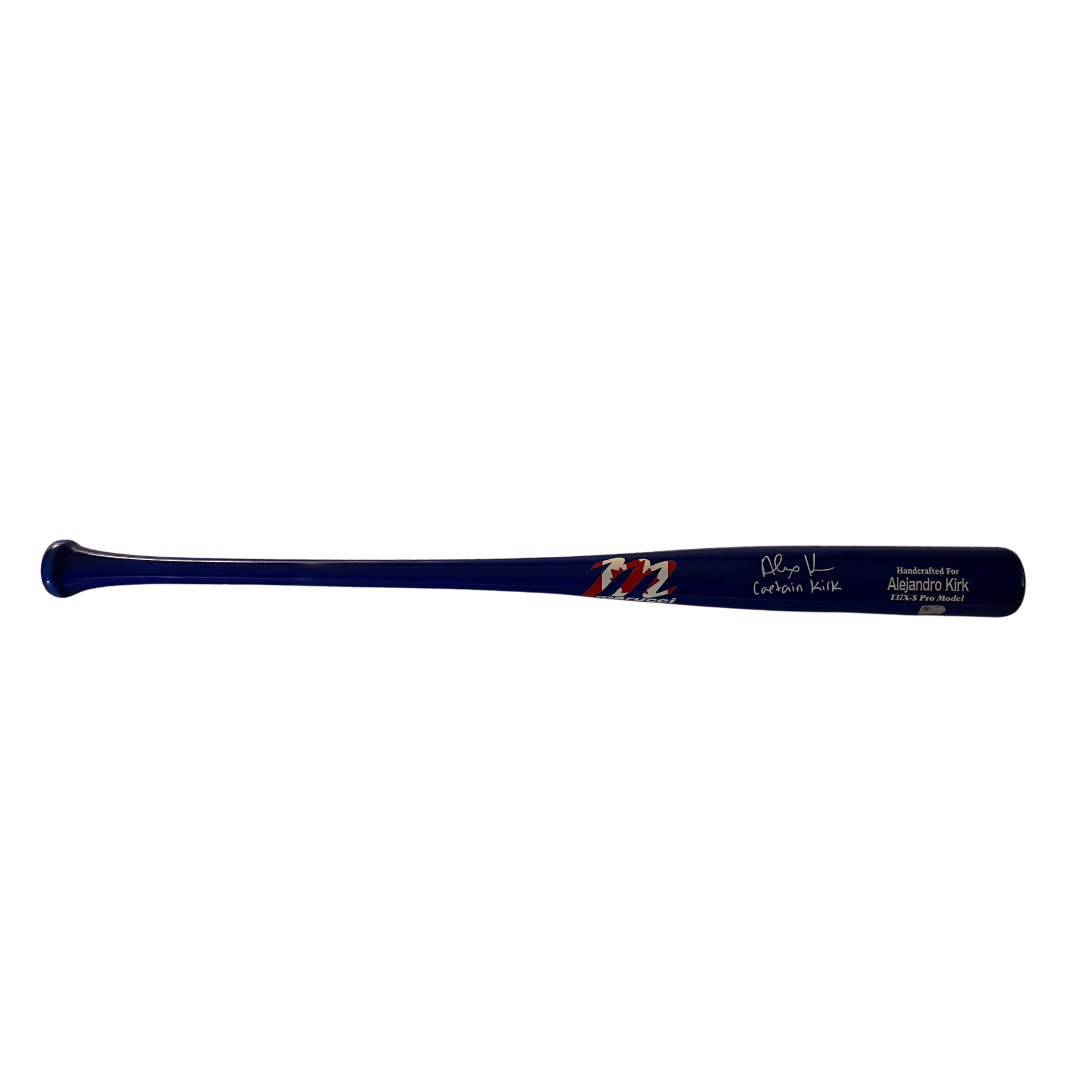 Alejandro Kirk Autographed "Captain Kik" Blue with Canadian Flag Marucci Logo Game Model Bat
