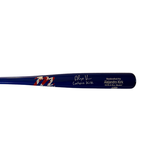 Alejandro Kirk Autographed "Captain Kik" Blue with Canadian Flag Marucci Logo Game Model Bat