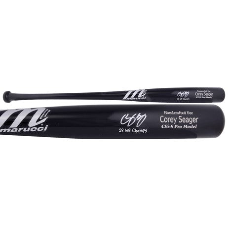 Corey Seager Autographed "23 WS Champs" Marucci Game Model Bat - Presale