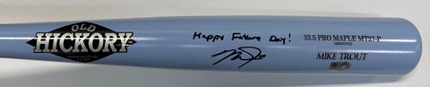 Mike Trout Autographed "Happy Father's Day!" Game Model Blue Father's Day Bat