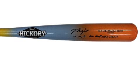 Mike Trout Autographed "14,16,19 AL MVP" Fish Speckle Game Model Bat - Limited Edition /27