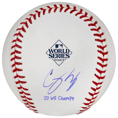 Corey Seager Autographed "23 WS Champs" 2023 World Series Logo Baseball - Presale