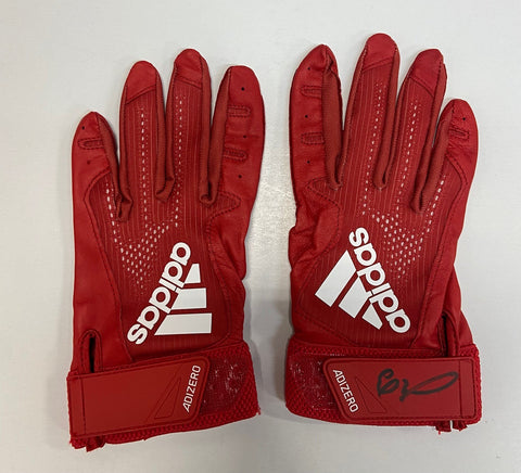 Eloy Jimenez Autographed Red Adidas Batting Gloves Pair