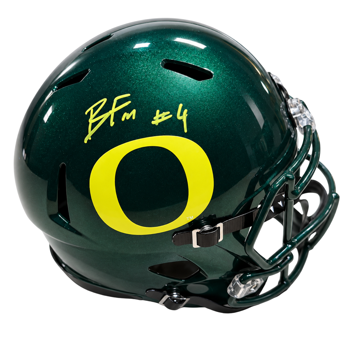 Brandon Finney Autographed Oregon Ducks Green Replica Football Helmet