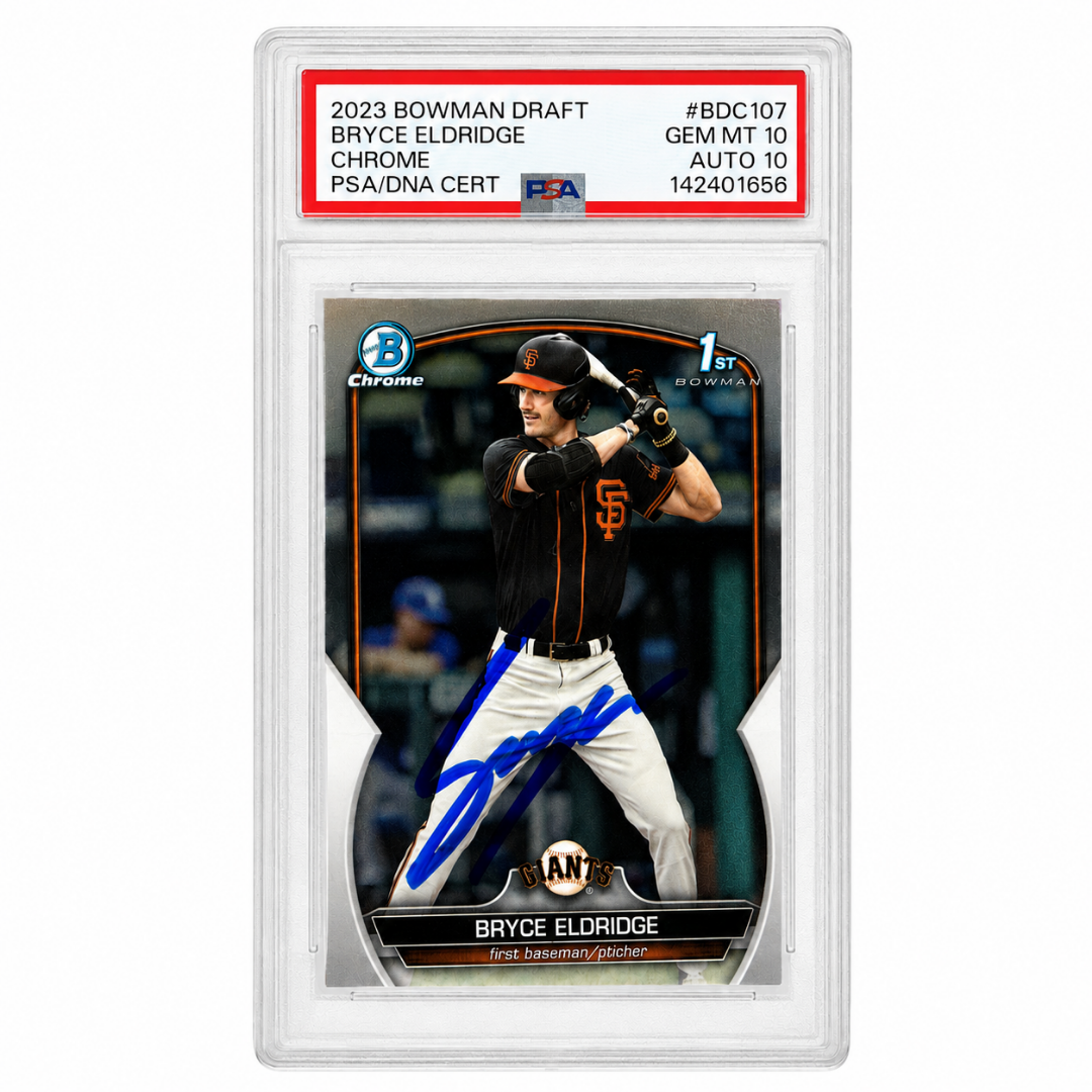 Bryce Eldridge Autographed San Francisco Giants 1st Bowman Chrome Rookie Baseball Card PSA Graded Gem MT 10 AUTO 10