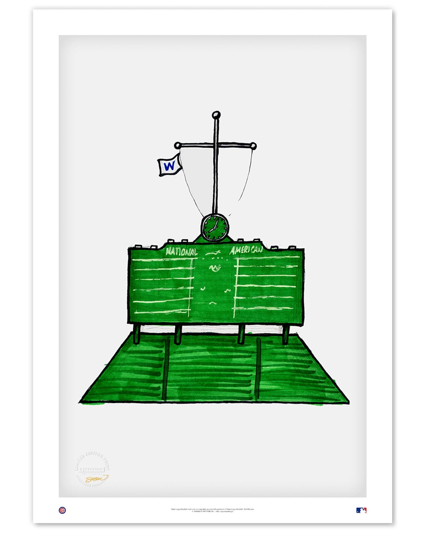 Wrigley Field Ink Sketch Limited Edition Art Print