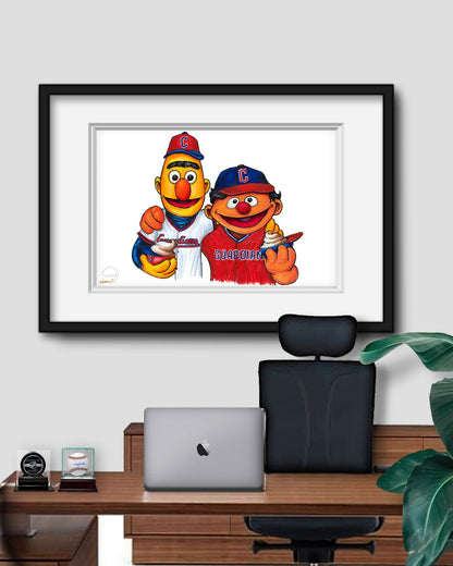 Bert and Ernie x MLB Guardians Limited Edition Art Print