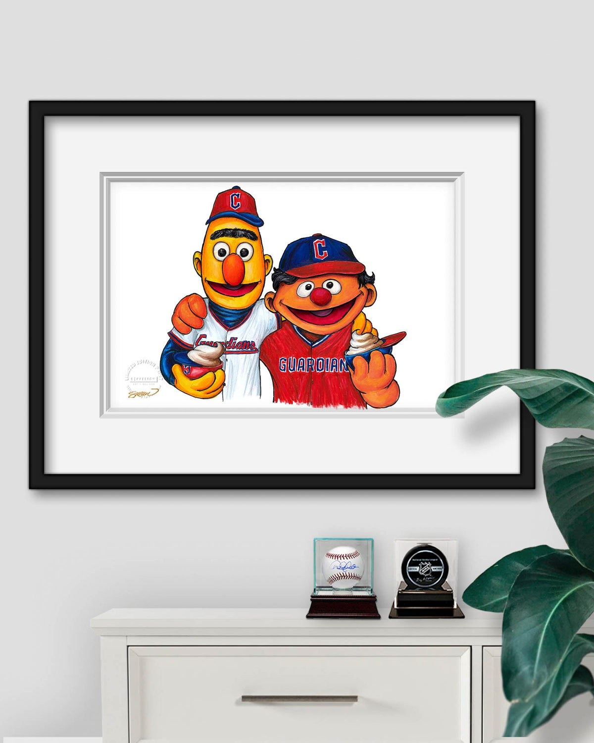 Bert and Ernie x MLB Guardians Limited Edition Art Print