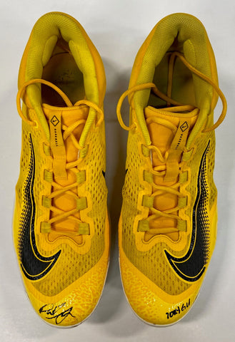 Paul Skenes Autographed Inscribed "2024 GU" Cleats - Yellow