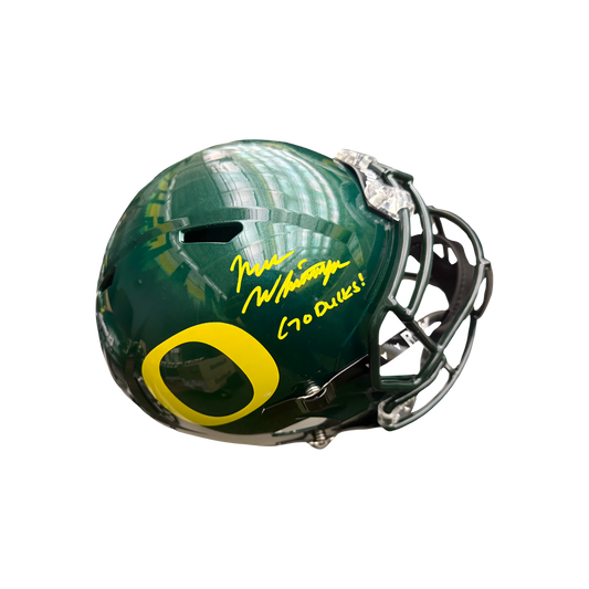 Noah Whittington Autographed "Go Ducks!" Dark Green Oregeon Replica Football Helmet