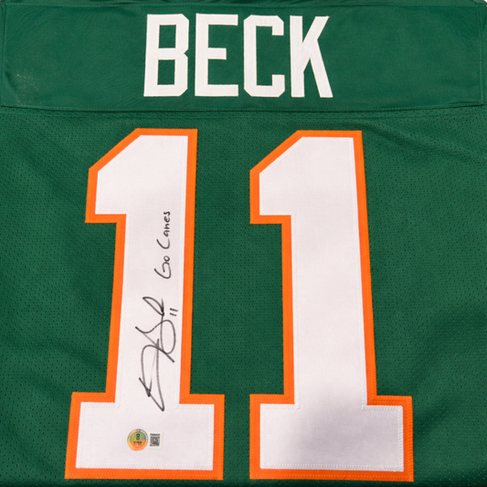 Carson Beck Autographed Go Canes Green Custom Jersey