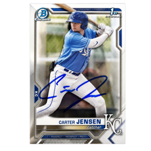 Carter Jensen Kansas City Royals Autographed 1st Bowman Chrome Rookie Card