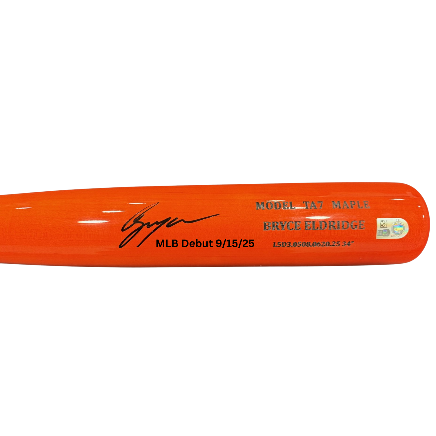 Bryce Eldridge Autographed "MLB Debut 9/15/25" Game Model Bat - (PRESALE)