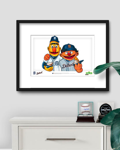 Bert and Ernie x MLB Tigers Limited Edition Art Print