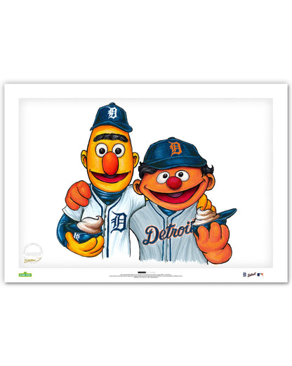 Bert and Ernie x MLB Tigers Limited Edition Art Print
