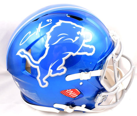 Aidan Hutchinson Autographed Lions Flash Blue Full-Size Authentic Helmet